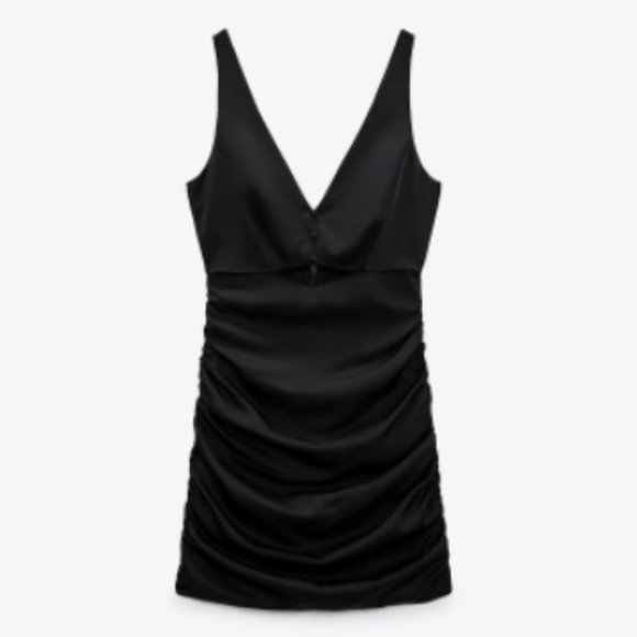 Zara Black Cut Out Mini Dress Sz M NWT - Picture 8 of 9
